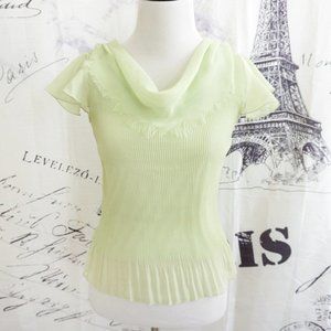 Green Chiffon Blouse Cowl Neck - Size S
